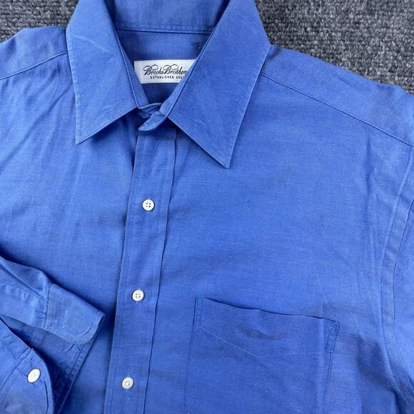 Brooks Brothers Long Sleeve Button Up Shirt Mens 15.5 33 Blue Cotton Point - Picture 7 of 11